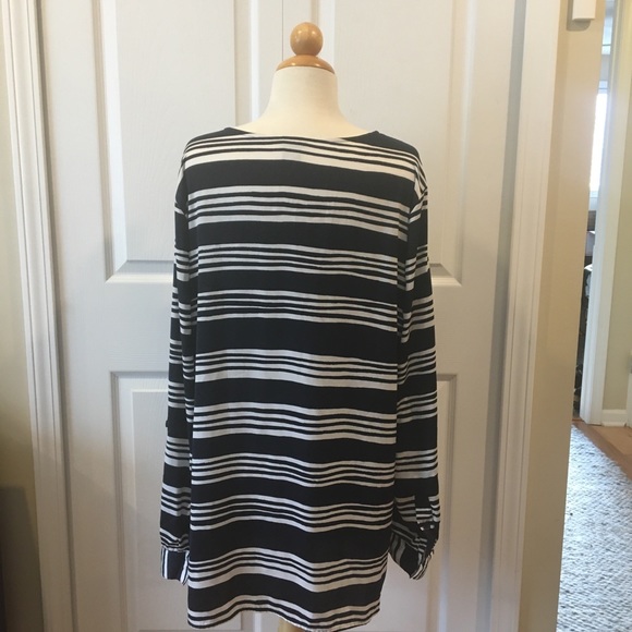 Ann Taylor Striped Hi-Lo Tunic Blouse - Picture 2 of 7